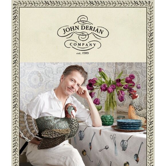 John Derian 2024 Turkey Pillow Beaded Embellished 16"x15" Plush - Picture 5 of 7